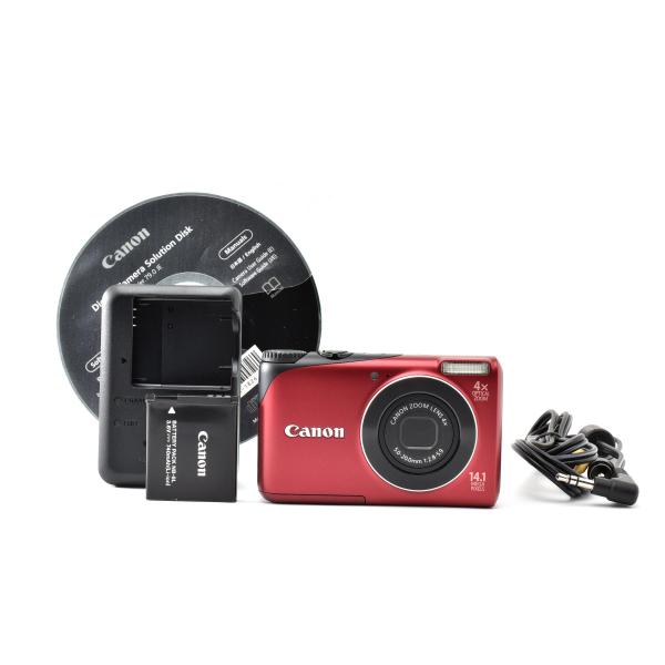 美品 Canon キヤノン PowerShot A2200 コンパクトデジタルカメラ レッド 260928i