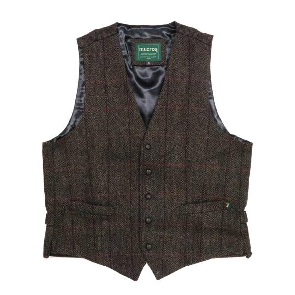 【mucros】マクロス（XL）アイリッシュツイードベスト＊ジレ＊ウール100 ammax_mucros-waistcoat-bw