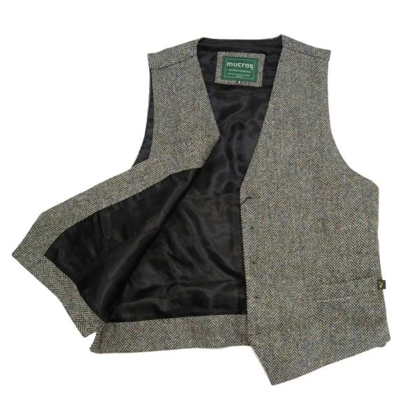 【mucros】マクロス（XL）アイリッシュツイードベスト＊ジレ＊ウール100 ammax_mucros-waistcoat-gy