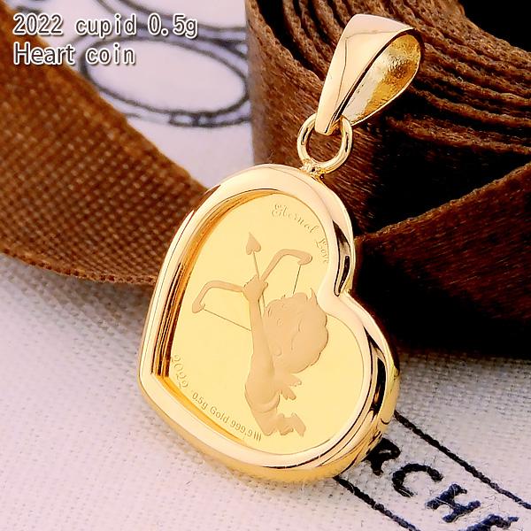 純金 0.5g キューピッド cupid ハート コイン 金貨 ペンダントトップ
