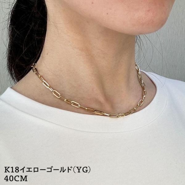 ネックレス チェーン 中空ペーパークリップ K18 18金 k18 レディース