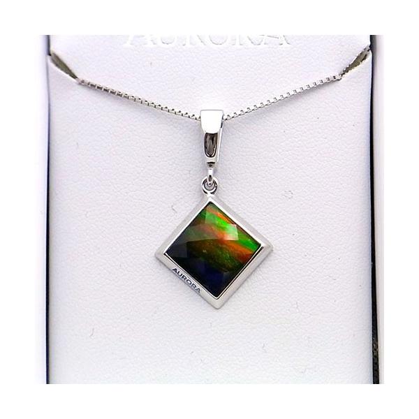 アンモライト シルバー ペンダント トップ 宝石 ジュエリー 正方形型 A