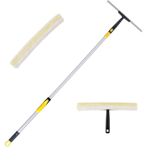 商品詳細：サイズ - 横幅：約36cm；長さ：約102-137cm / セット詳細 - 交換用パッド2枚、本体1個 / カラー - イエロー　 ・ 「幅広く使用可能」 結露で水滴いっぱいになったガラスクリーナーや浴室内のカビ取り洗剤の塗り伸...