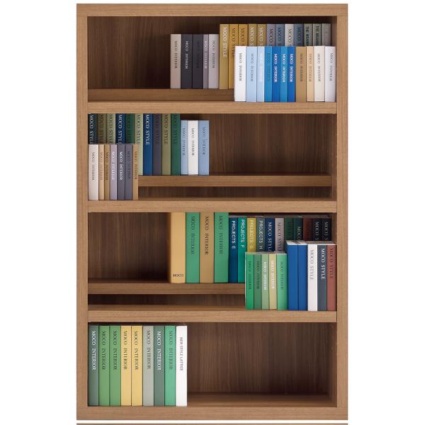 ツイン棚板本棚 シェルフ 幅75cm 高さ114cm リアルウォールナット 収納棚 本棚 完成品 日本製 コミック 収納 ラック オープンラック 壁面収納
