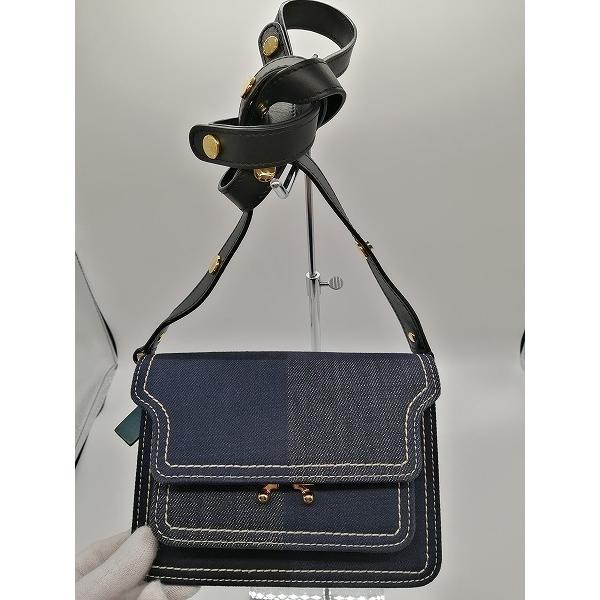 MARNI トランク ショルダーバッグ ネイビー レザー MARNI MARNI マルニ ショルダーバッグ トランクバッグ デニム