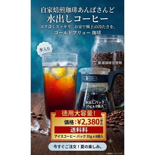 水出しコーヒー アイスコーヒー パック コールドブリュー 35g 8個入 自家焙煎珈琲あんぱさんど 珈琲 簡単 徳用 送料別
