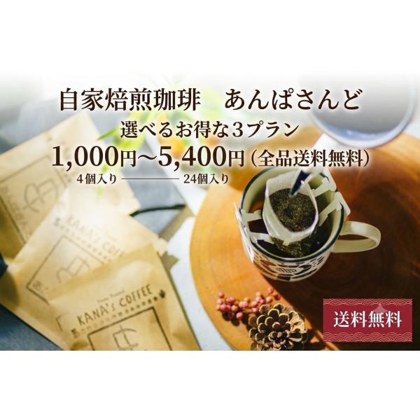 送料無料 自家焙煎珈琲あんぱさんど ドリップパック 選べる4個 8個 24個 飲み比べ 4種セット ドリップコーヒー 珈琲 お試し デカフェ 深煎り 中煎り 浅煎り