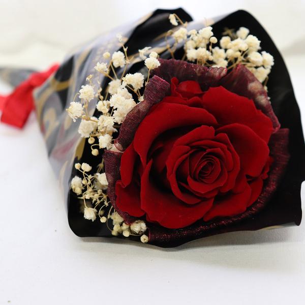 一輪の赤いバラ プリザーブドフラワーの魅力と贈り方