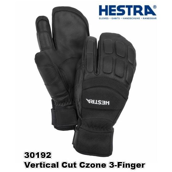 wXg HESTRA 30192 Vertical Cut Czone 3-Finger  o[eBJ Jbg V[][ 3tBK[ @\ Black