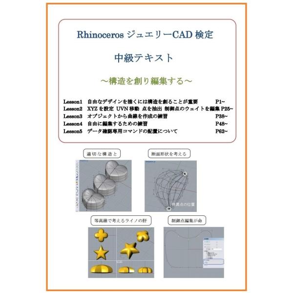 Rhino5 Win版 テキスト4冊 ジュエリーCAD 3D ライノセラス 教本 Windows版 RhinocerosV5ジュエリーCAD検定 中級テキスト 〜構造を創り