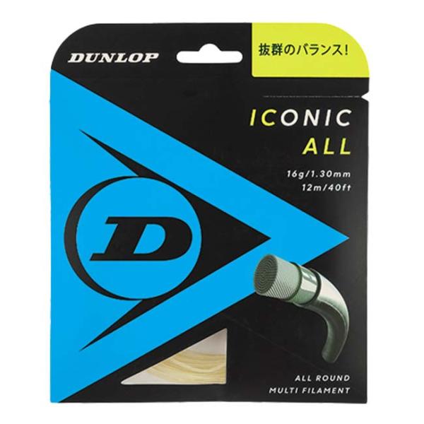 SPECカラー：ナチュラル(NA)ゲージ：1.25mm、1.3mmレングス：12m素材/構造：ナイロンマルチ名称：DUNLOP ICONIC ALL TENNIS GUT原産国：ベトナム仕様：フィラメントをやや硬めに撚り、柔らかさと反発性の...