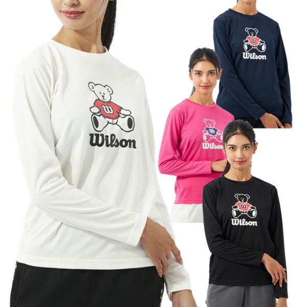 「日本サイズ」ウィルソン(Wilson) 2022 FW レディース ウイルソンベア 長袖ドライメッシュTシャツ 442-264(22y9mテニス)