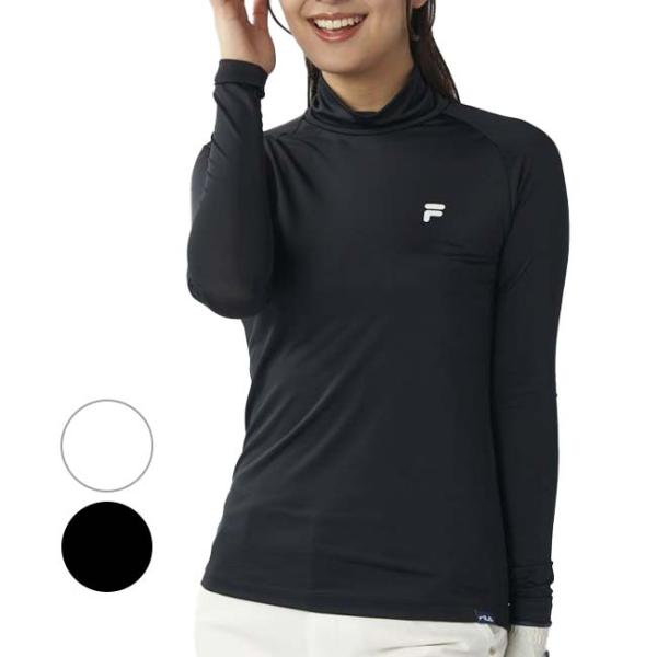 日本サイズ FILA(フィラ) レディース ハイネック 長袖インナーシャツ 接触冷感 吸汗速乾 UVカット 755-989L(25y7mゴルフ)