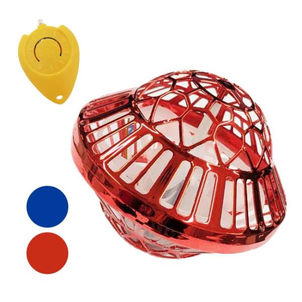 SPECカラー：ブルーUFO、レッドUFOサイズ：本体：約Φ9.5×H8cm／リモコン：約W3.5×D1×H5cm／パッケージサイズ：約W10.5×D8.5×H13.5cmウェイト：本体：約25g／リモコン：約5g／パッケージ込み：約75g...