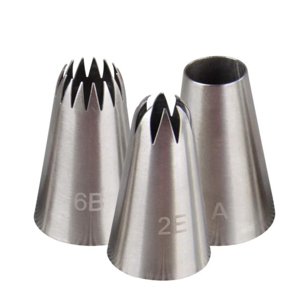 ステンレス製 絞り口金 丸型 花型 口金 ケーキデコレーション 飾り お菓子作り 製菓用品 3個セット  3個セット 丸型 花型