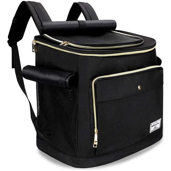 WinSun 猫 犬 リュック キャリーバッグ ペット 通気性 安定性 大容量 犬/猫/小動物適用 旅行/通院/散歩/電車移動/避難用 ブラック