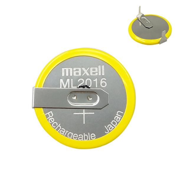 新品 Maxell マクセル  ML2016 3V 充電式ボタン電池 はんだ端子付 太陽電池・CMOS・基板用 充電式コイン電池  ボタン電池型番：ML2016電圧：3.0V 容量：約25mAhML2016は、太陽光充電に対応した**充電式...