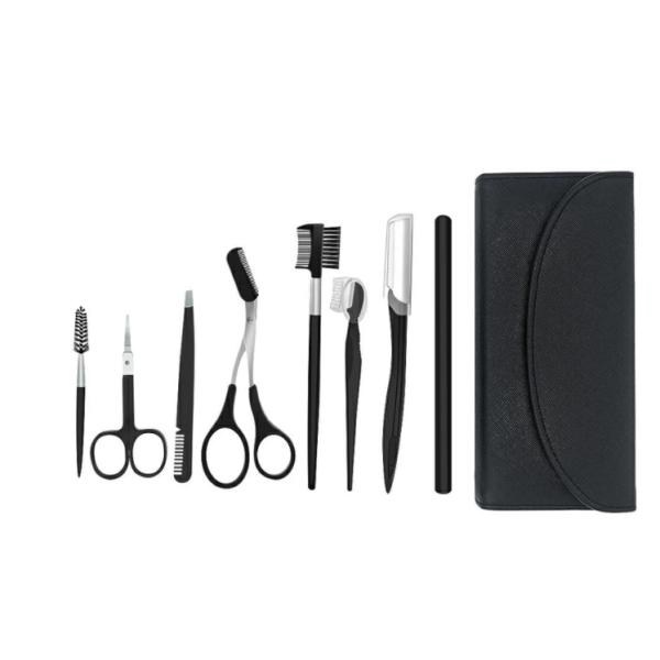美容のプロが共同開発眉毛セット 眉毛 ハサミ 眉 カット 毛抜き セット レディース メンズ 男女兼用　８点セット【セット内容】：眉毛はさみ、クシ付き眉毛はさみ、毛抜き(先平)、クシ付き眉毛ブラシ、コーム、顔用カミソリ、クシ付き眉毛用カミソ...