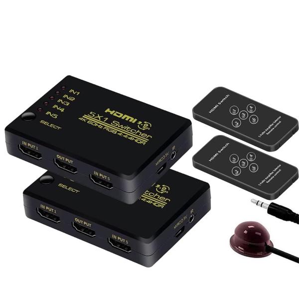 HDMI切替器 スイッチ HDMI分配器 2個セット 5入力1出力 HDMI2.0b HDR 4K@60Hz HDMI切り替え器 HDMIスイッ
