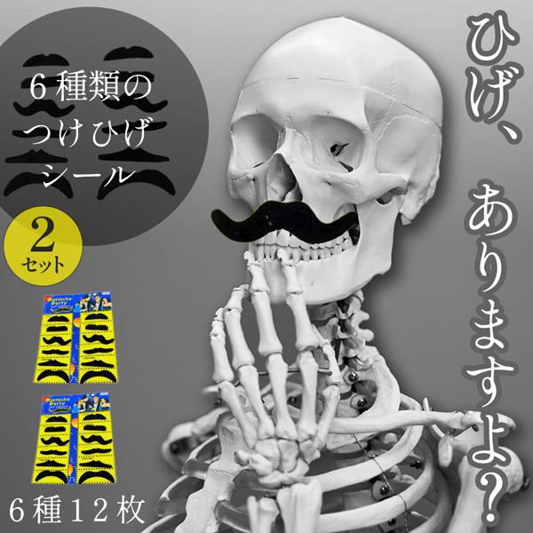 つけひげ シール 6種 2セット24枚 ハロウィン パーティー 仮装 コスプレ ネタ SNS映え 写真 子供 赤ちゃん ペット レトロ 笑える