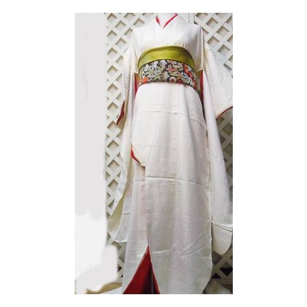 中古着物 和服 大振袖 結婚式お色直し用ふりそで 白 ついに入荷 おひきずり 着物ドレス用生地 うちかけにもなる 白無垢 舞台衣装