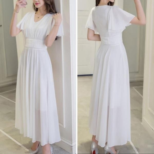 サマードレス リゾートワンピース フレア袖 ロング ワンピ ミモレ丈 ハイウエスト レディース プチプラ 白 ホワイト Lサイズ Buyee Buyee Japanese Proxy Service Buy From Japan Bot Online