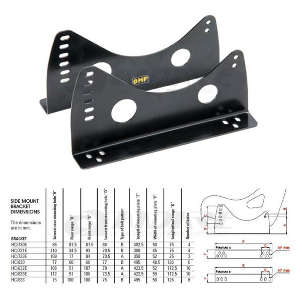 OMP レーシングシート マウントブラケット 350mmタイプ HC/733E