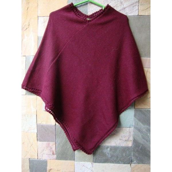 ポンチョ アルパカ100％ リアル ワインカラー : アンデス雑貨 - 通販