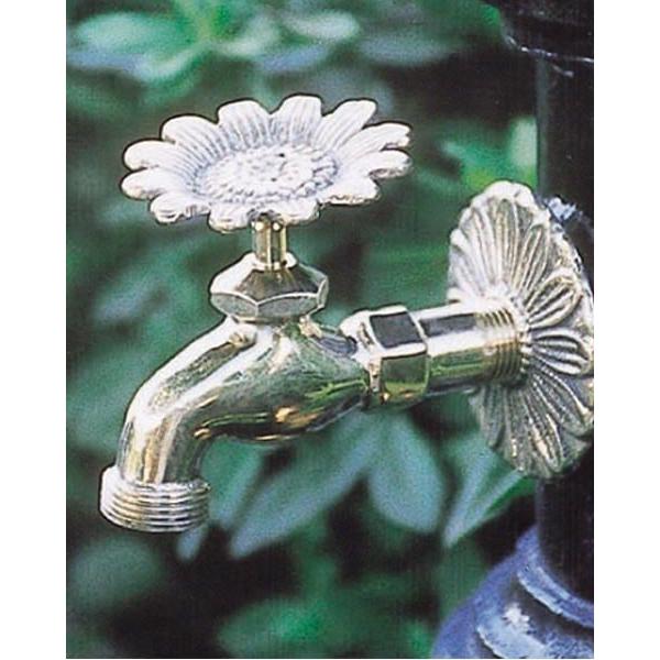 蛇口 立水栓/水栓柱に取付けアニマル蛇口（真鍮色）ヒマワリ ガーデン