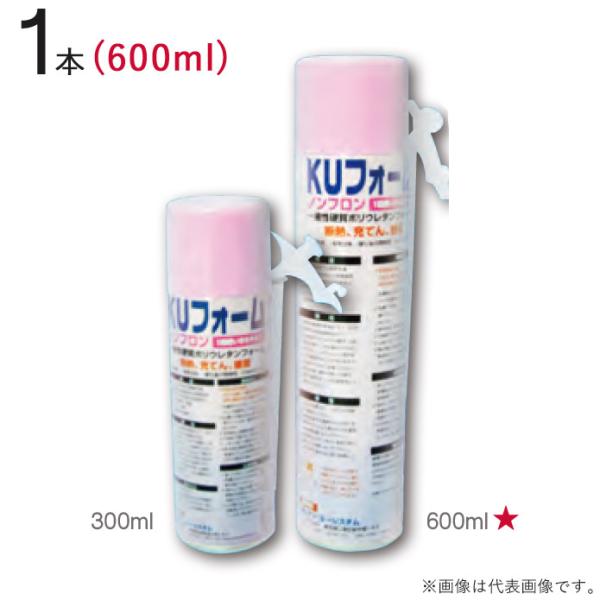 発泡ウレタン スプレー 一液性硬質ポリウレタンフォーム KUフーム 600ml ノンフロン 1本単位 ピンク トリガーノズル付