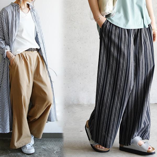 ワイドパンツ レディース 春 夏 秋 代 30代 40代 リネンタッチ ボトムス コーデ 黒 無地 体型カバー 綿 コットン おしゃれ アンドイット And It レディース 通販 Paypayモール