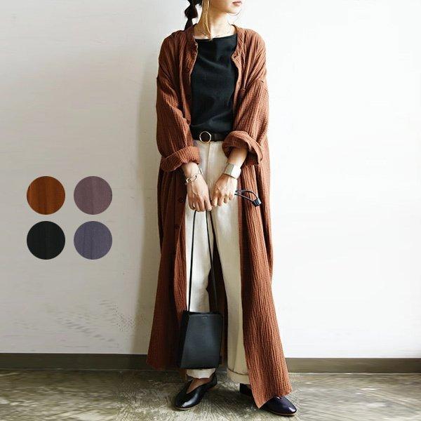 ワンピース レディース 綿 ダブルガーゼ 長袖 秋 冬 春 コットン 黒 50代 40代 30代 代 ロング マキシ 天然素材 ナチュラル おしゃれ アンドイット And It レディース 通販 Paypayモール