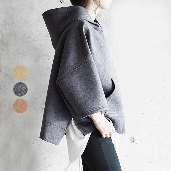 パーカー レディース 秋 冬 厚手 長袖 7分袖 プルオーバー トップス 50代 40代 30代 代 ワイド 無地 フード ボンディング おしゃれ アンドイット And It レディース 通販 Paypayモール