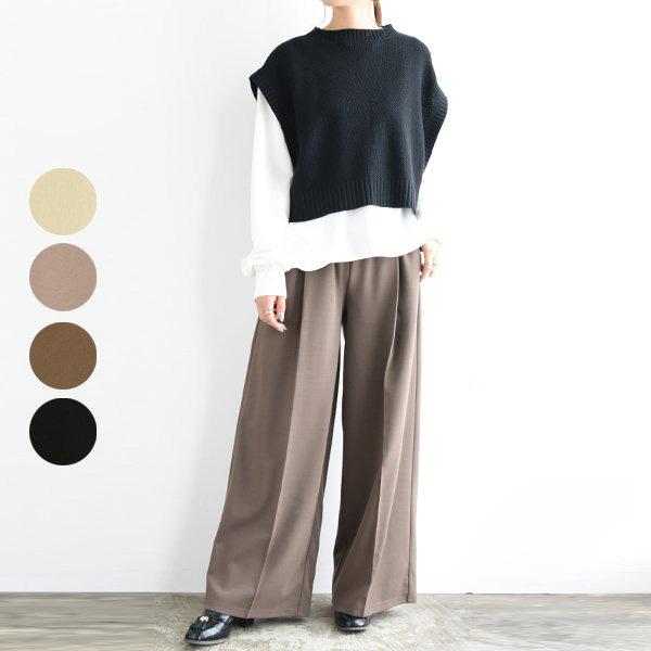 ワイドパンツ レディース ロング フォーマル オフィス ワンマイル 50代 40代 30代 代 ボトムス 春夏秋冬 黒 きれいめ 入園式 卒園式 おしゃれ アンドイット And It レディース 通販 Paypayモール