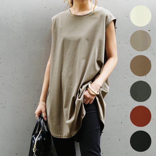 カットソー レディース Tシャツ チュニック トップス 夏 春 ノースリ 袖なし 白 黒 無地 ロング丈 ワイド 50代 40代 30代 代 おしゃれ アンドイット And It レディース 通販 Paypayモール