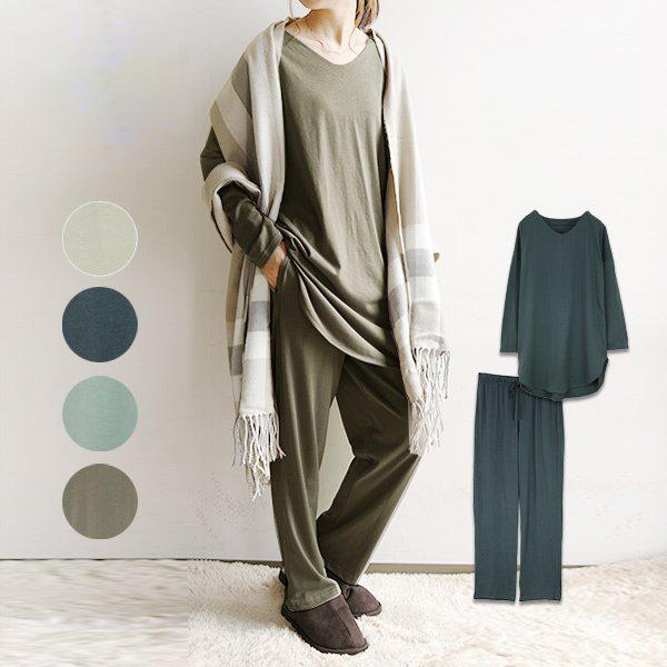 ルームウェア レディース 長袖 秋 冬 おしゃれ 上下 パンツ カットソー トップス チュニック ロング 部屋着 パジャマ 春 50代 40代 30代 代 アンドイット And It レディース 通販 Paypayモール