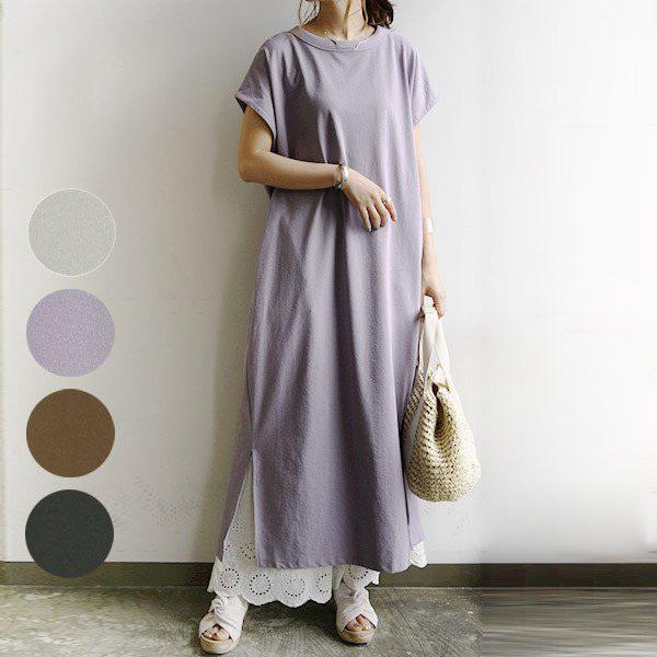 ワンピース レディース 夏 冷感 半袖 50代 40代 30代 代 ロング マキシ 春 無地 楽ちん ワンマイル クールタッチ おしゃれ アンドイット And It レディース 通販 Paypayモール