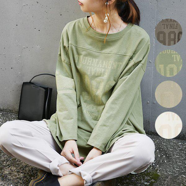 カットソー レディース 長袖 綿 秋 冬 春 コットン 白 ロング丈 Tシャツ トップス ロゴt ヴィンテージ風 40代 30代 代 体型カバー おしゃれ アンドイット And It レディース 通販 Paypayモール