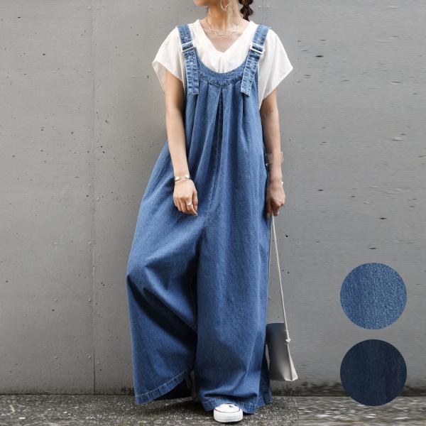 サロペット 40代 30代 代 レディース デニム コーデ 綿麻 リネンコットン ボトムス パンツ ジーンズ ジーパン 夏 春 秋 冬 重ね着 ワイド ロング おしゃれ アンドイット And It レディース 通販 Paypayモール