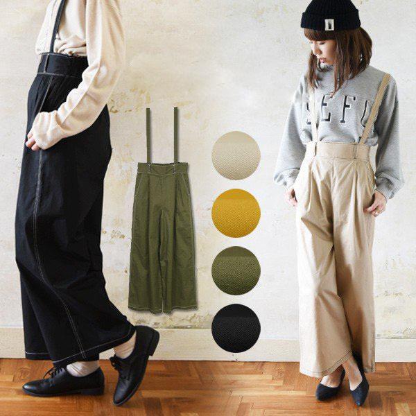 サスペンダー付き ワイドパンツ コットン 綿100 ボトムス レディース 代 30代 40代 おしゃれ アンドイット And It レディース 通販 Paypayモール