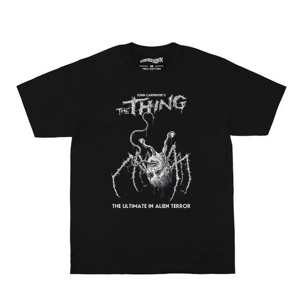 メンズ レディース 半袖Tシャツ 映画 アート Tシャツ THE THING 遊星からの物体X ブラック 色落ちブラック