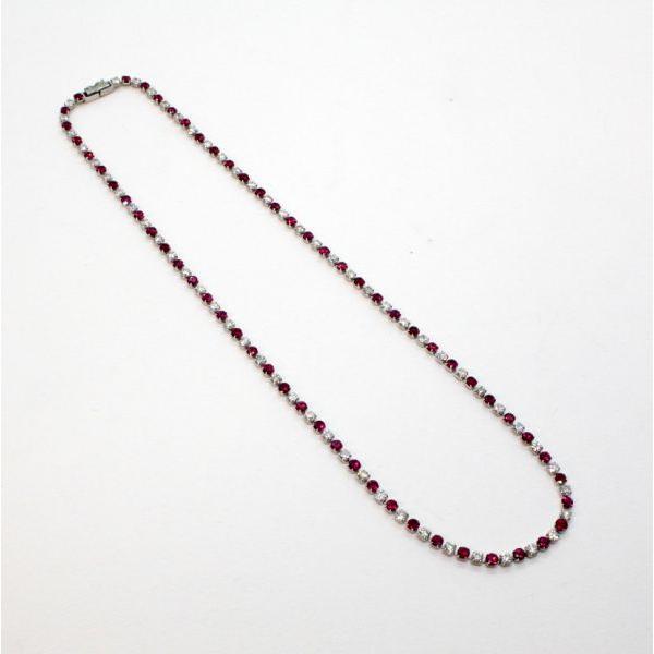 ◎中古美品◎プラチナ ルビー 7.32ct ダイヤ 5.00ct テニスネックレス 