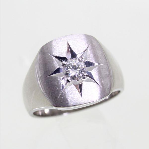 ◎中古美品◎プラチナ ダイヤ 0.291ct 印台 メンズリング 18号 
