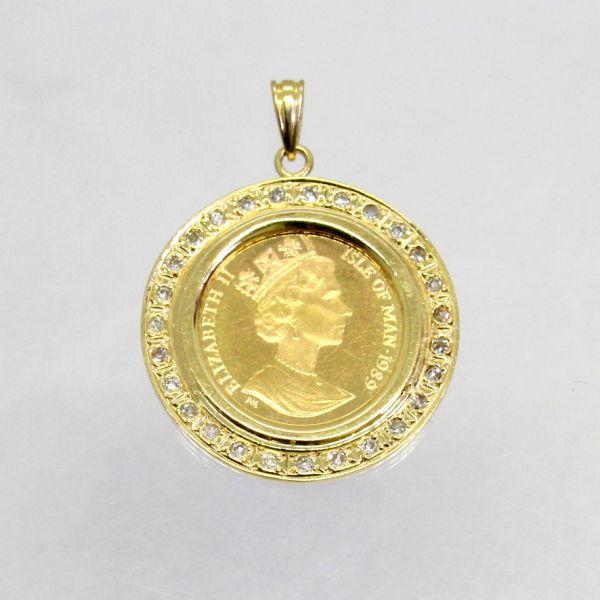 ◎中古美品◎１８金枠 ダイヤ 0.15ct 20分の1オンス 純金コイン