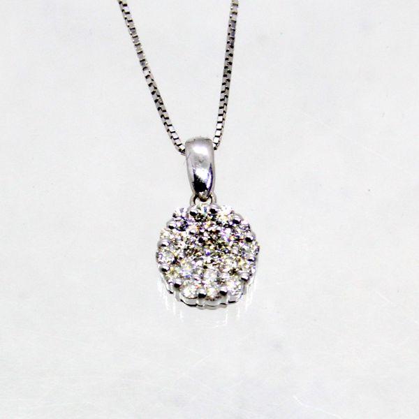 ◎中古美品◎18金WG ダイヤ 0.50ct ペンダント付ネックレス 