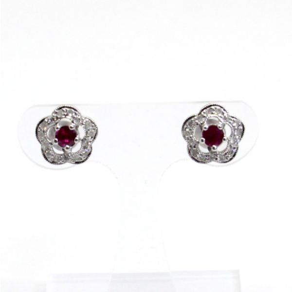 ◎中古美品◎18金WG ルビー 0.40ct ダイヤ 0.16ct ピアス : 安藤 
