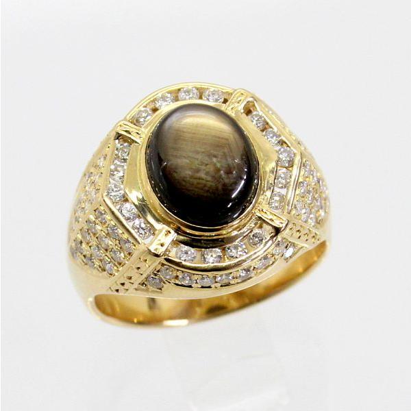 ◎中古美品◎18金 ブラックスターサファイア ダイヤ 1.50ct メンズ  
