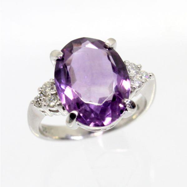 ◎中古美品◎プラチナ アメジスト ダイヤ 0.20ct リング 15号 : 安藤 