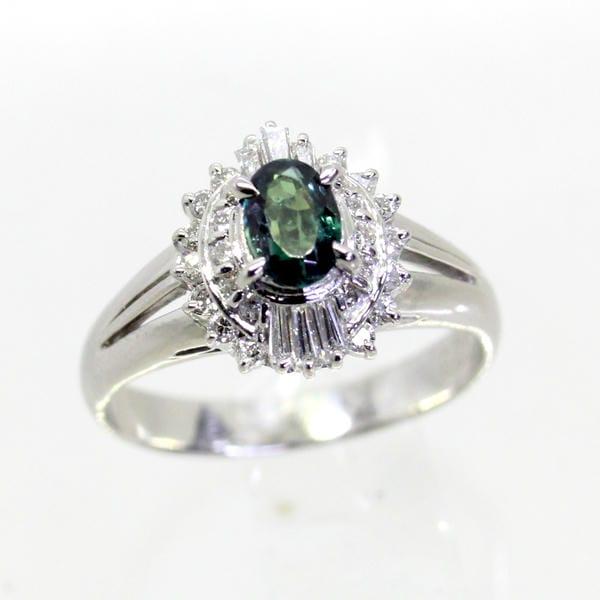 ◎中古美品◎プラチナ アレキサンドライト 0.37ct ダイヤ 0.28ct