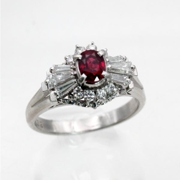 ◎中古美品◎プラチナ ルビー 0.48ct ダイヤ 0.46ct リング 12号 